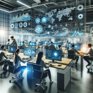 An-innovative-office-workspace-with-team-members-using-advanced-analytical-software-on-their-computers.-The-scene-shows-a-blend-of-technology-and-team